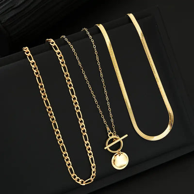 Savira Textured Coin Layering Necklace | Gold