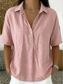 Mia | Bluse Damen Kragen Knopfleiste Chic in Rosa