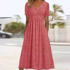 Alma® - V-Ausschnitt Schmeichelndes Kleid in Rosa