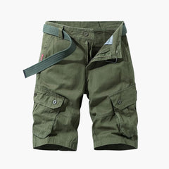 Herren Baumwoll-Cargo-Shorts mit Taschen und Gürtel in Dunkelgrün