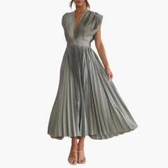 Elegantes Midikleid mit V-Ausschnitt - Damen Abendmode Farfetch in Oliv