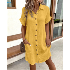 Analeia - Damen Elegantes Hemdkleid in Gelb