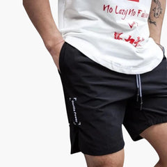 Herren Badeshorts mit Seitentaschen und elastischem Bund in Schwarz