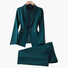 Elegantes Damen Blazer-Ensemble mit Hose - Klassisches Design in Grün