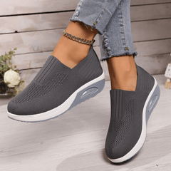 Damen Slip-On Mesh Turnschuhe für Alle Jahreszeiten in Grau