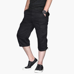 Herren 3/4 Cargohose mit Taschen für Frühling und Sommer in Schwarz