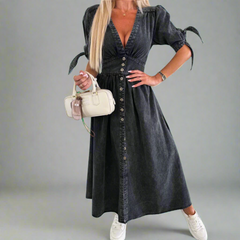 Herlinde | Leichtes Midikleid für Frauen in Schwarz