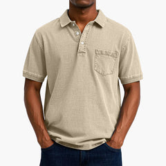 Poloshirt Klassisches - Kurzarmshirt für Herren mit Tasche in Khaki