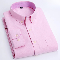 Edison - Premium-Langarmhemd mit Knopfleiste in Rosa