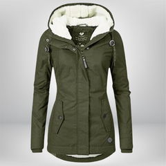 Winterjacke Damen mit Kapuze | Gefütterte Übergangsjacke in Grün