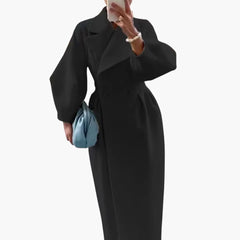 Langer Trenchcoat mit Revers für Damen in Schwarz