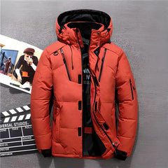 Herren Winterjacke | Steppjacke Mit Kapuze Und Taschen in Rot