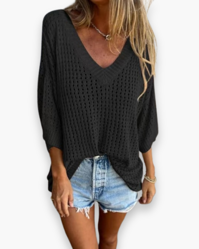 Damen Elegantes Freizeit Top | V-Ausschnitt Tops Damen