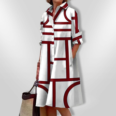 | Geometrisches Muster Midi Kleid in Rot