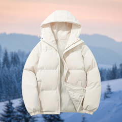 Klassisches Design Kapuzenjacke in Beige Weiß