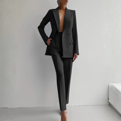 Elke | Damen Zweiteiler Blazer Hosen Set in Schwarz