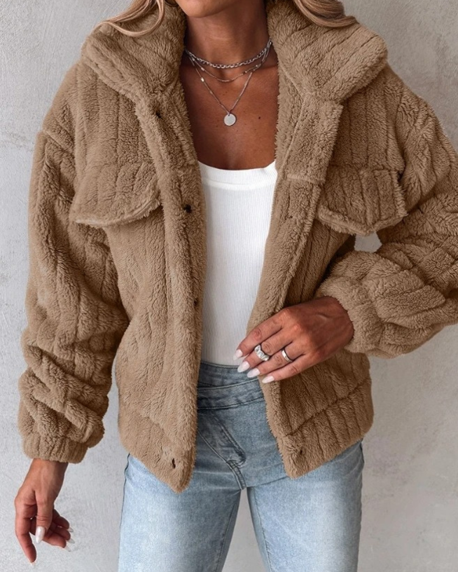Warmer Damen-Teddy-Mantel | Kurz