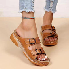 Orthoflex - Orthopädische Sandalen mit Doppel-Schnalle in Khaki