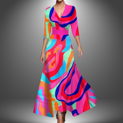Agatha© | Langes handgefertigtes Kleid für Damen in Farbig