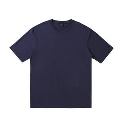 Baumwoll-T-Shirt mit kurzen, lockeren Ärmeln in Marineblau
