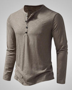Peter | Herren Slim Fit Langarm Henleyshirt in Khaki