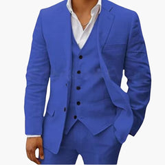 Herren Sommeranzug dreiteilig mit Weste Jacke und Hose in Marineblau