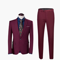 Herren Zweiteiler Anzug mit Blazer und flacher Front Hose in Kastanienbraun