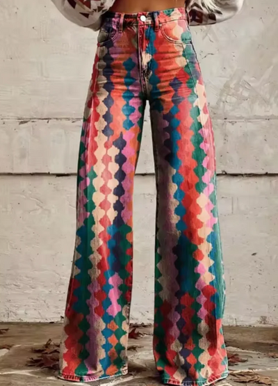 Anzhela - Weite Hose mit buntem Druck