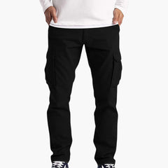 Herren Sommer Cargohose mit Taschen und verstellbarem Bund in Schwarz