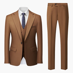 Eleganter Slim Fit Anzug - Herren 3-teilig für Business in Braun