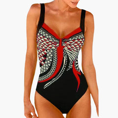Eleganter Einteiler - Damen Badeanzug mit Stil für den Sommer in Rot