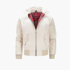 Herren Harrington Bomberjacke mit Tartan Futter in Beige