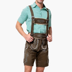 Bestickte Trachten Lederhose für Herren - Oktoberfest 2025 in Braun