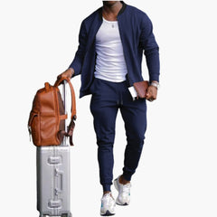 Herren Freizeitanzug mit Reißverschlussjacke und Jogginghose in Marine Blau