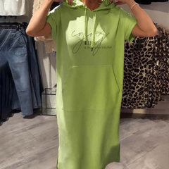 LORAVINE - Kapuzen Freizeitkleid in Grün