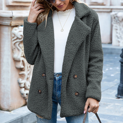 Teddy Damen Mantel Kurz | Elegant Lässig in Grau