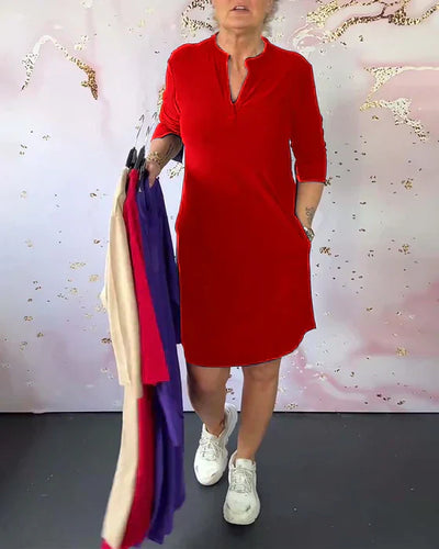 Carlotta™ | Schlichtes Kleid mit V-Ausschnitt