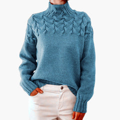 Rollkragen Strickpullover für Damen in Himmelblau