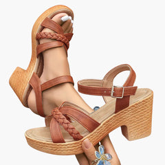 Sandalen Damen - Orthopädische Keilsandalen mit Fußbett in Braun