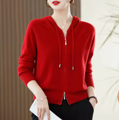 Kiana – Gestrickter Kaschmir-Hoodie in Rot