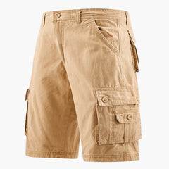 Herren Sommer Cargo-Shorts mit elastischem Bund und Taschen in Khaki