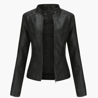 Damen Bikerjacke mit Stehkragen und Reißverschlusstaschen