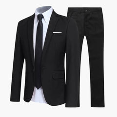 2-teiliges Anzug Set - Slim Fit Herrenanzug für Business Look in Schwarz