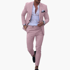 Herren Anzug Zweiteiler aus Wollmischung mit Slim Fit Schnitt in Hellrosa