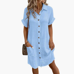Edith | Hemdkleid mit Knopfleiste in Blau