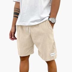 Herren Sommer Shorts mit Kordelzug und Cordstruktur in Beige
