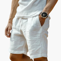 Herren Sommer Shorts mit Gummibund und Kordelzugverschluss in Weiß