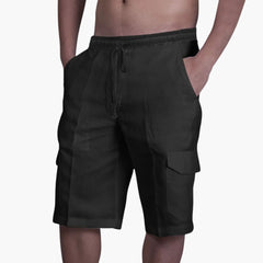Herren Cargo Shorts mit Kordelzug und Taschen für den Sommer in Schwarz