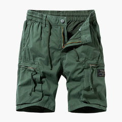 Herren Sommer Cargoshorts mit Reißverschlusstaschen und Kordelzug in Armeegrün