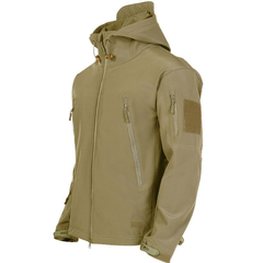 Herren Funktionsjacke mit Kapuze | Outdoor Reißverschluss in Khaki